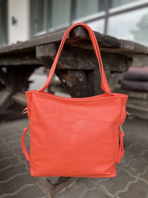 Женская сумка шоппер из эко кожи 0010 Оранжевый - Kenguluna фото 3