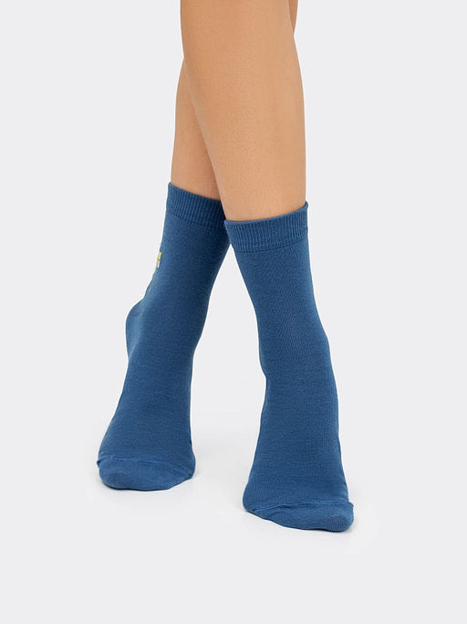 Цена за 5 пар! Высокие детские носки джинсового цвета - Mark formelle фото 2