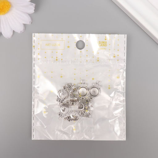 Цена за 5 шт. Бейл с подвеской металл для творчества «Конфета на палочке», серебро, 2.7×1 см