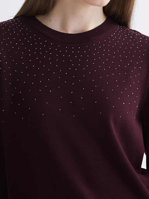 Bisiklet Yaka Ta?l? Kad?n Triko Kazak