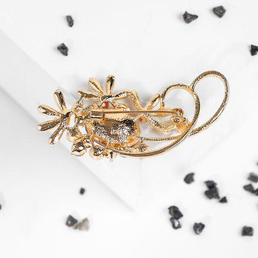 Брошь «Императрица» лакшери, цвет красно-белый в золоте