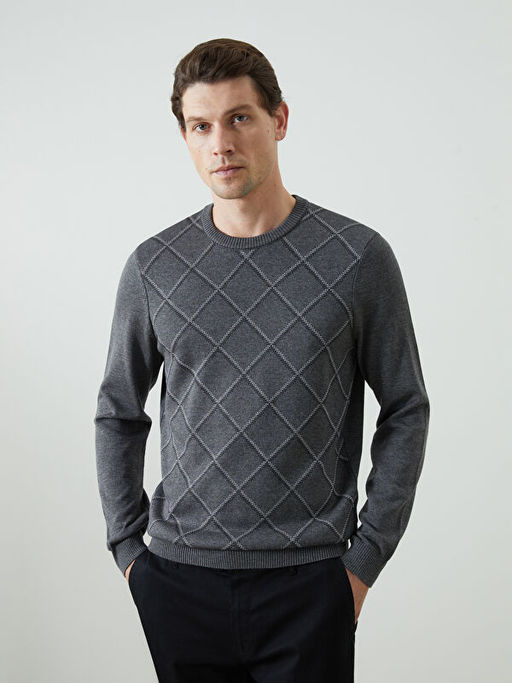 Baklava Desenli Erkek Triko Kazak