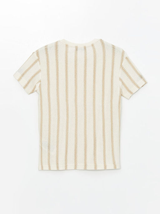 Bisiklet Yaka ?izgili K?sa Kollu Erkek ?ocuk Ti??rt - Waikiki фото 2