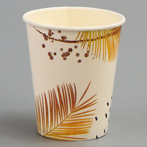 Набор бумажной посуды Золотой узор! Природа: 6 тарелок, 6 стаканов, скатерть - Simaland фото 4