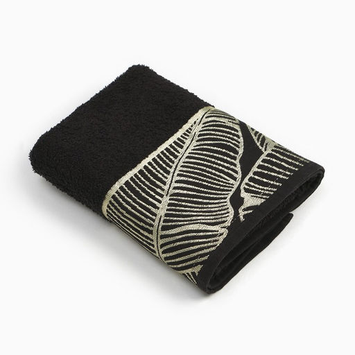 Полотенце махровое Love Life Leaves 70×140 см, 100% хлопок, 360 г/м², черное