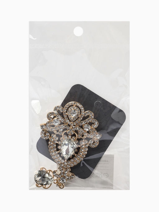 Брошь «Императрица», вензеля, цвет белый в золоте