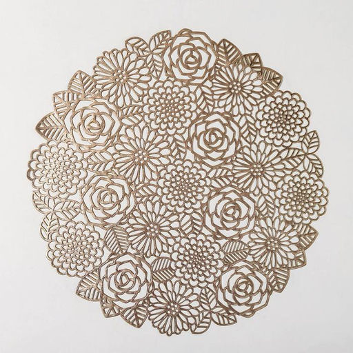 Набор салфеток сервировочных на стол Доляна Розы, 4 шт, d=38 см, цвет золотой  фото 4