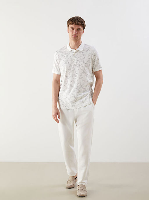 Polo Yaka K?sa Kollu Desenli Erkek Ti??rt