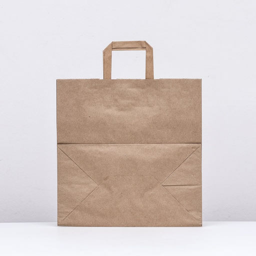 Цена за 25 шт. Пакет бумажный крафт, плоская ручка32 х 18 х 32 см, 90 гр/м - Simaland фото 3