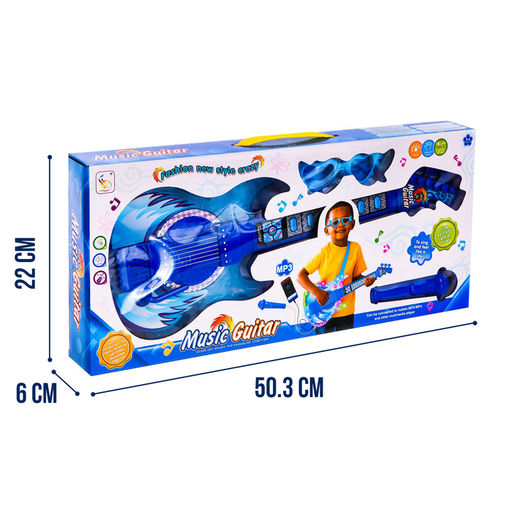 Игрушка музыкальная гитара Играй и пой, с микрофоном, звуковые эффекты, синяя - Simaland фото 6