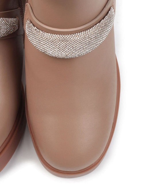 04-M904A 987-31M-2 DK. BEIGE Ботинки зимние женские (натуральная кожа, натуральный мех)