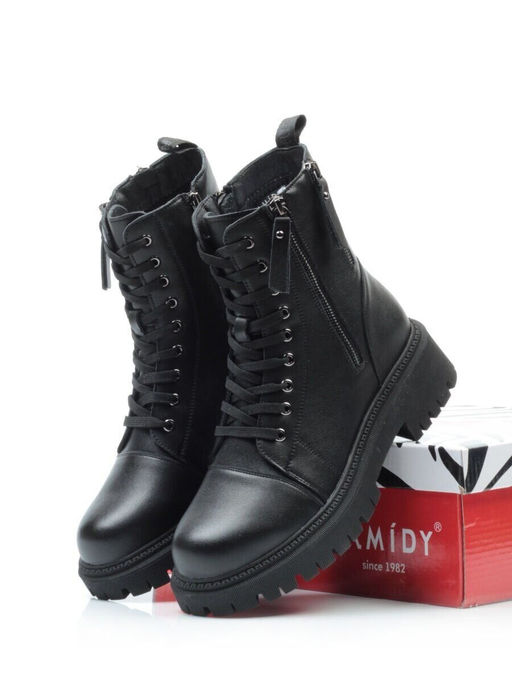 01-5275-1 BLACK Ботинки демисезонные женские (натуральная и искусственная кожа, байка)