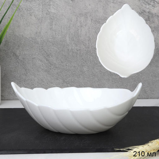 Салатник 210 мл 140 мл Лист HW55 (white) /уп 6/72/ - Галеонтрейд фото 3