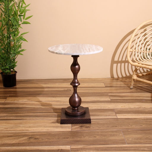 Стол кофейный, 41×41×56 см, алюминий, мрамор