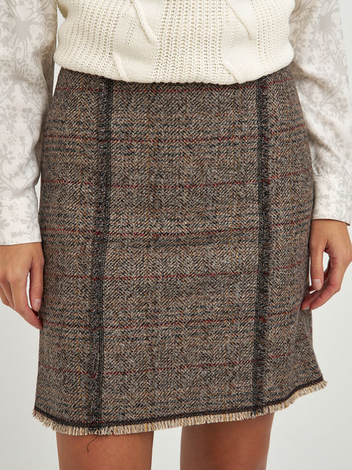 юбка бежевая в клетку длины миди - Glenfield фото 4