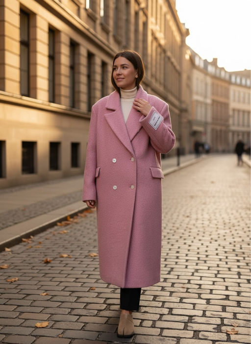 Пальто-макси из вареной шерсти Конфетно-розовый - Erist store фото 6