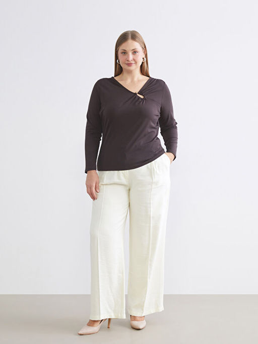 B?y?k Beden V Yaka B?zg?l? Bluz