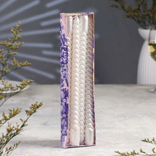 Набор свечей витых, 2.2×30 см, 4 шт., перламутровый металлик