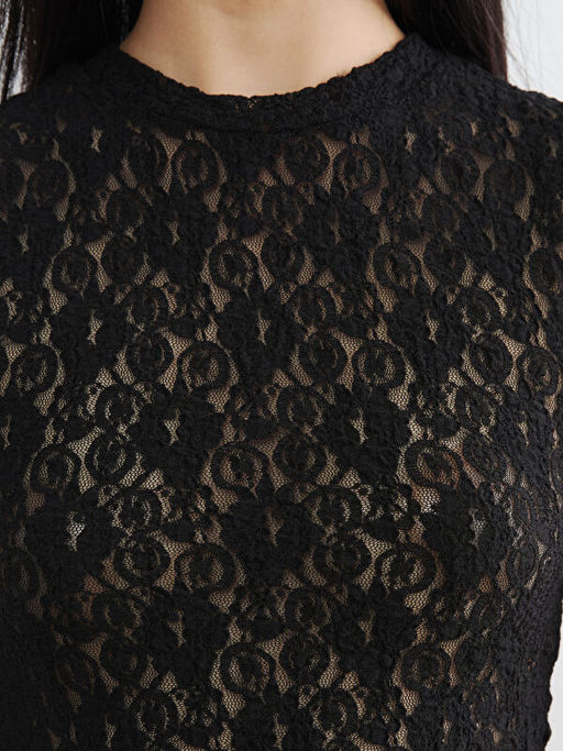 Bisiklet Yaka Dantelli Bluz