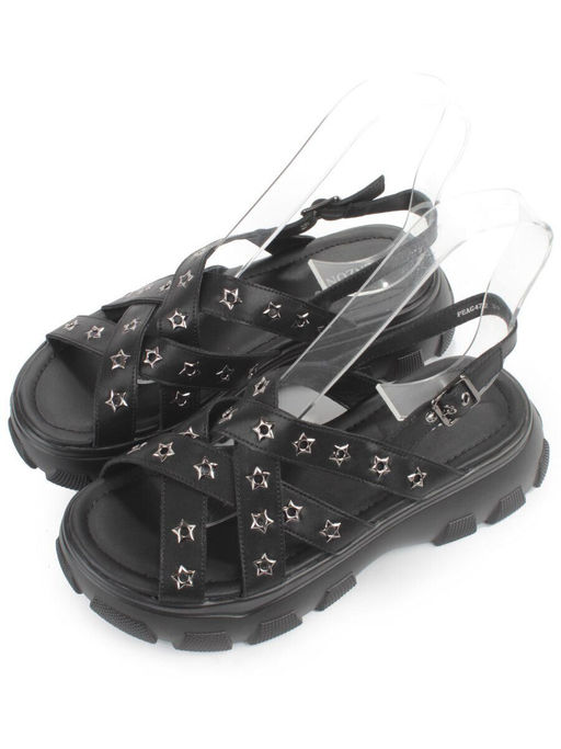 08-PEAG47-2 BLACK Босоножки женские (натуральная кожа)