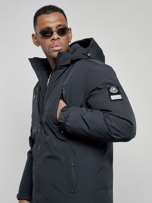 Куртка спортивная мужская зимняя с капюшоном темно-синего цвета 8360TS - Wonderrman фото 11