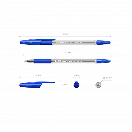 Цена за 50 шт. Ручка шариковая ErichKrause R-301 Stick&Grip Classic 1.0, цвет чернил красный (в коробке по 50 шт.)