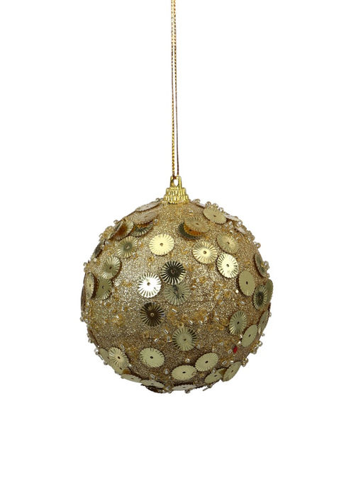 Цена за 3 шт. Ёлочный шар новогодний d=8 см Карнавал чары, золото - Зимнее волшебство фото 2