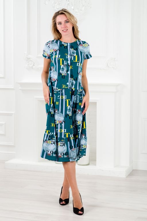 Платье женское из кулирки Кармелита петроль - Амадэль фото 4