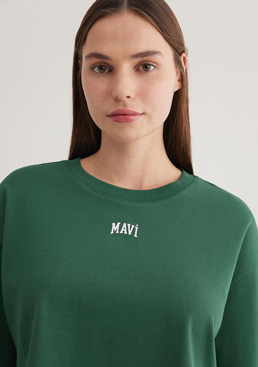 Mavi Logo Bask?l? Yesil Crop Tisort  фото 6