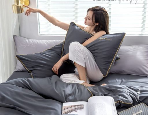 КПБ Mency однотонный с вышивкой MENO002 1.5 спальный