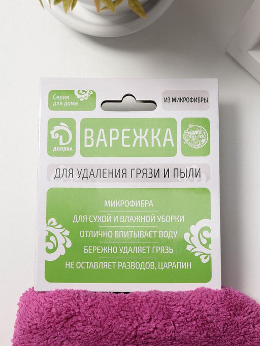Варежка для уборки Доляна, 22×26 см, 40 г, двухсторонняя, мягкая, микрофибра