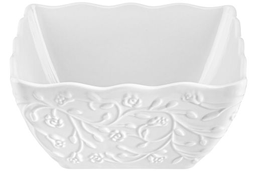 Салатник 1,1 л 16,5*16,5*8 см Веточки-цветочки квадрат глубокий, фарфор - Elan gallery фото 4