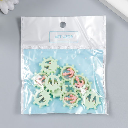 Цена за 10 шт. Пластиковый декоративный элемент Арт Узор. Якорь и штурвал, 1.6?1.5 см