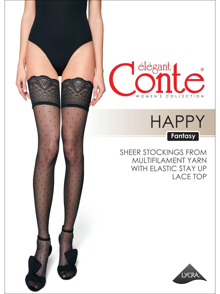 Чулки женские HAPPY Fantasy (40/10) 2020 - nero - Conte elegant фото 2