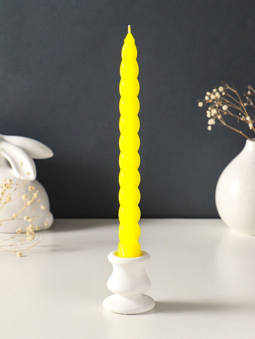 Набор свечей витых, 2.3×24.5 см, 5 ч, 50 г, 2 шт., жёлтый