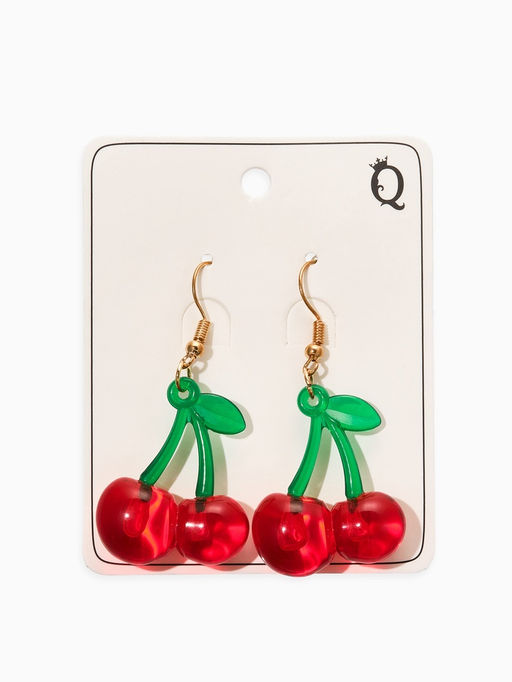 Цена за 2 шт. Серьги пластик "Вишня", на петельке. цветные в золоте