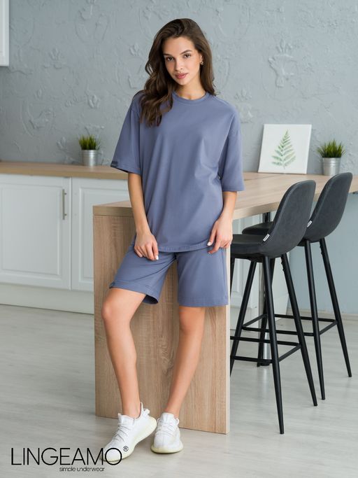 Трикотажная женская футболка оверсайз LINGEAMO серая ВФ-14 (84) фото 5