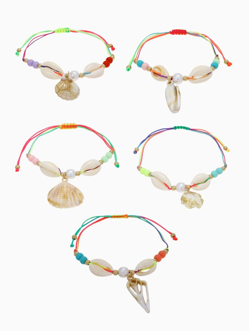 Цена за 12 шт. Браслет на нити «QF. Ассорти. Ракушки», d=7 см, разноцветный в золоте