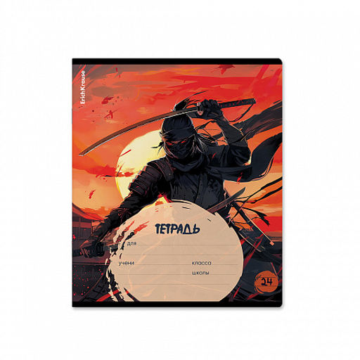 Цена за 10 шт. Тетрадь школьная ученическая ErichKrause Samurai, 24 листа, линейка (в плёнке по 10 шт.)_MIX-PACK фото 3