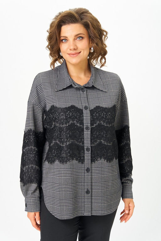 Блуза Svetlana Style 5032 серый клетка