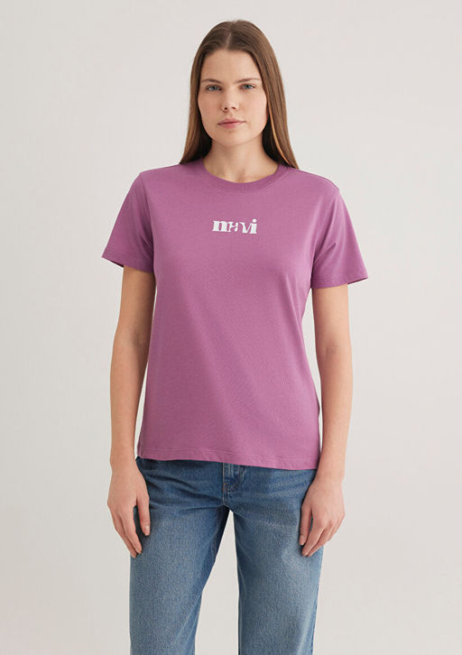 Mavi Bask?l? Pembe Tisort фото 4