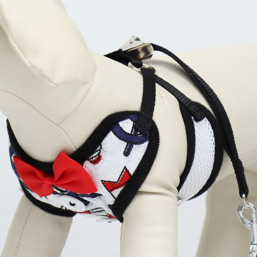 Комплект с мягкой шлейкой и бантиком Морской, размер S, поводок 120 x 1,5 см, ОГ 23-42 см 968377 - Пижон фото 5