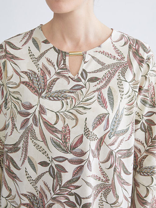 Bisiklet Yaka ?i?ekli Bluz