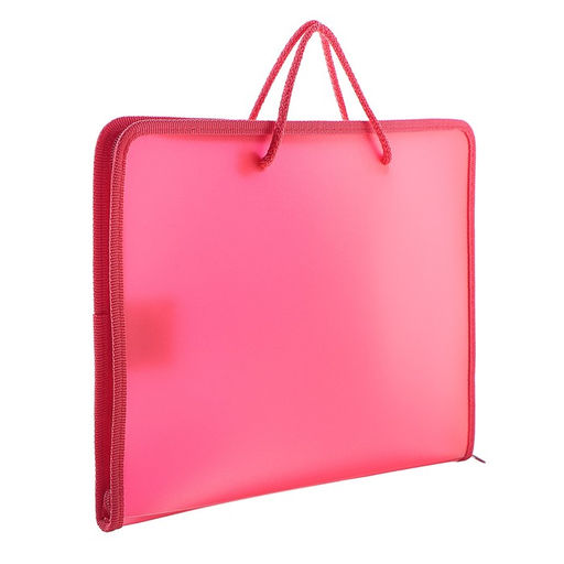 Папка с ручками А4, 230 х 185 х 25 мм, молния вокруг, плстиковая, ПТ-112, Офис, тонированная, цвет красный - Calligrata фото 2