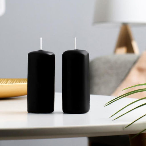 Набор: свеча--цилиндр, 4×9 см, 2 шт., 11 ч, чёрная