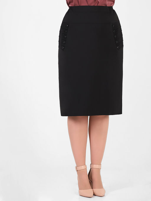 Юбка-карандаш черная офисная женская - Almond фото 2