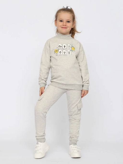 CRB wear/CWKG 70275-11-336 Брюки для девочки,светло-серый меланж/Ex.Cherubino  фото 2