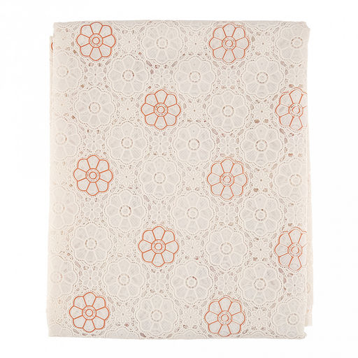 "LACE" Скатерть ажурная ПВХ "Елецкое кружево" 180х137см, длина стола до 140см, на 6 персон, бежевый фон, бежевое тиснение, матовая, на пленке, т.м. Домашняя мода (Китай)