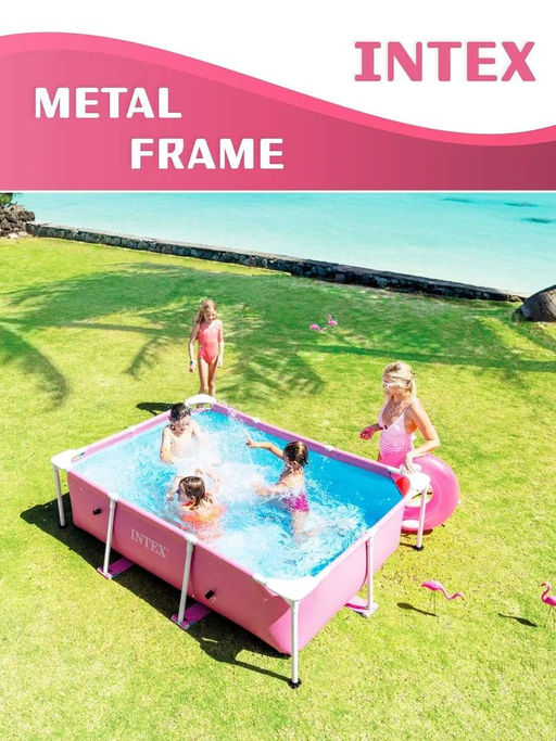 Каркасный бассейн Pink Metal Frame 220х150х60см INTEX  фото 2