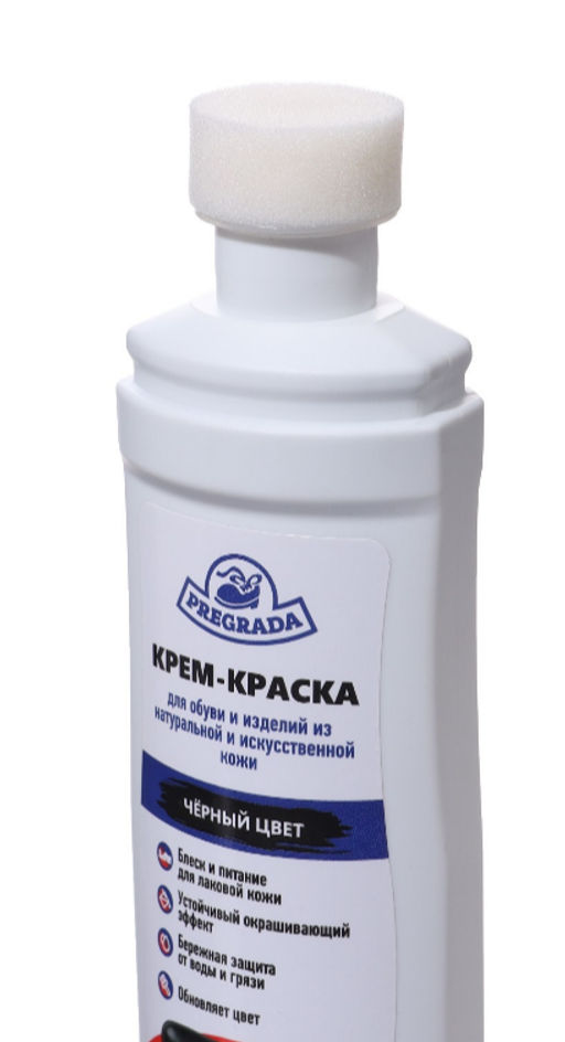 Крем краска 75мл жидкая с губкой Черная для гладкой кожи PREGRADA